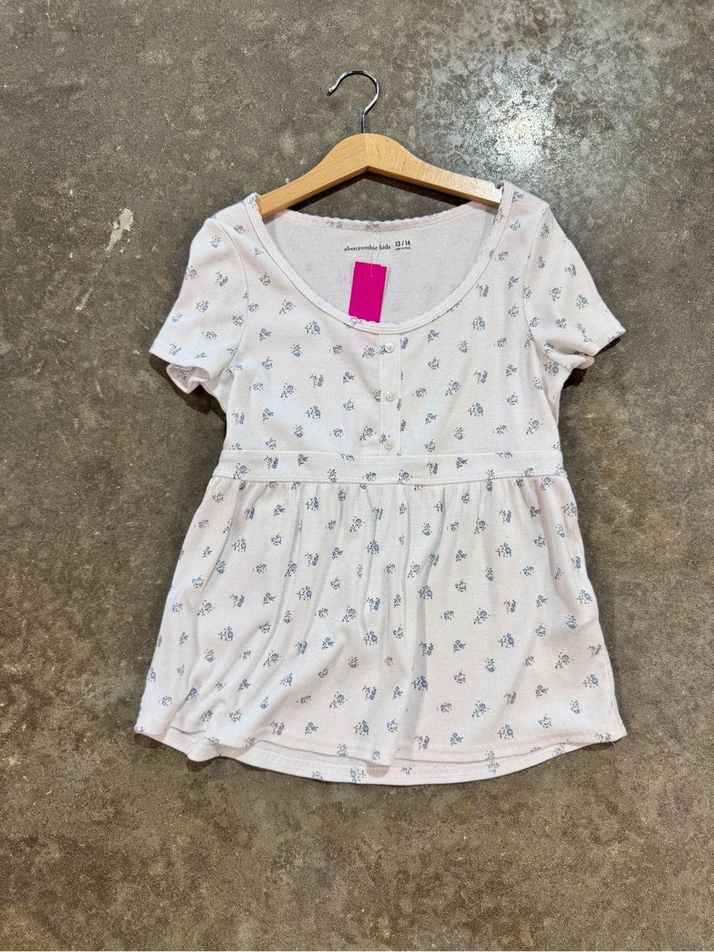 Abercrombie Kids White Blue Floral Ribbed top Dress Girls Size 13/14